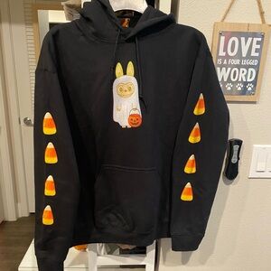 Black Hoodie with Candy Corn and Halloween Design